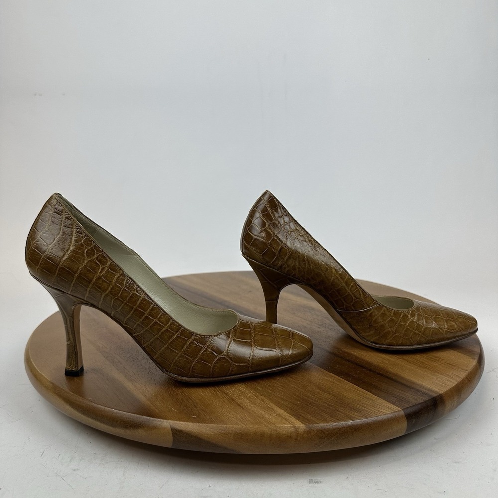 NWOB‎ Womens Titti Dell'Acqua Milano Italy Vintage Brown Croc Heels Size EU 36